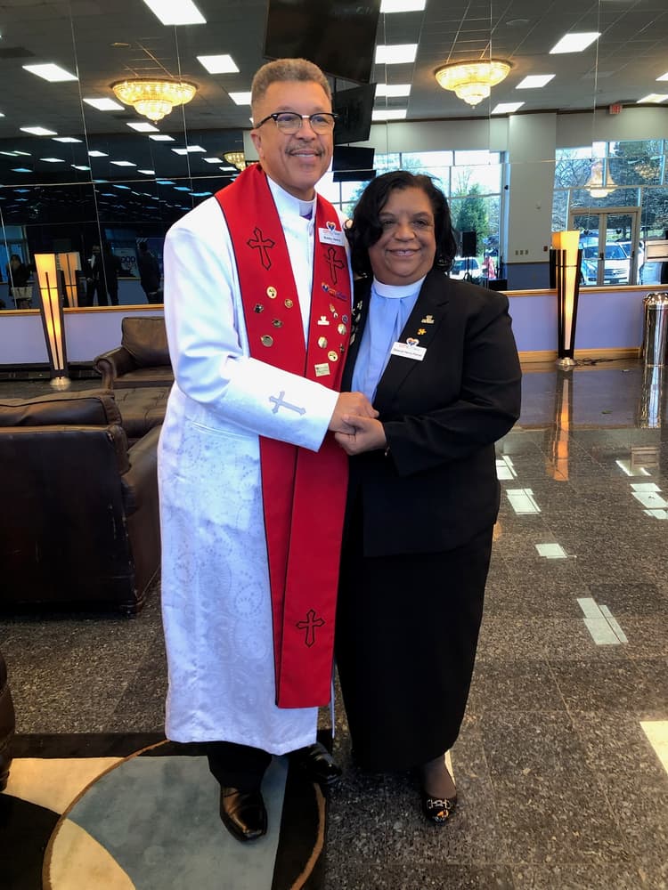 Bobby and Debra in ministerial vestments at City of Praise
